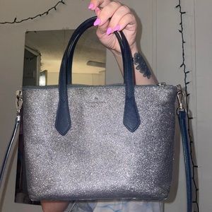 Kate Spade New York black & silver sparkly hand/shoulder bag